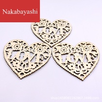 Wood LOVE carved peach heart buckle Wedding supplies Clothing jewelry love decorative pendant