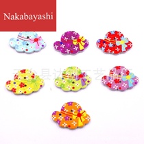 DIY cartoon painted hat wooden buttons Childrens handmade stickers special decorative buckles 50 a pack
