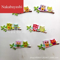 Cute cartoon owl buttons for children decorative stickers material Wooden 100pcs in one pack