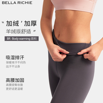 BellaRichie plus velvet yoga pants women high waist lift belly autumn winter sports base thick warm fitness pants