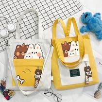 Canvas bag female autumn and winter student handbag carrying book bag tutoring cloth bag remedial class cloth bag bag Messenger school bag customization