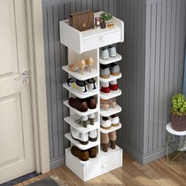 Shoe rack multi-layer household door simple narrow indoor good-looking is wooden dust-proof small shoe rack round corner double draw 21 new