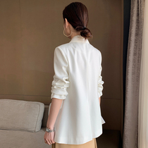 Small crowddesign feel free of hot suits jacket lady spring style 2022 new advanced senses white satin casual little western suit