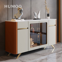 Italian light luxury saddle leather sideboard small family wall lockers entrance cabinet rock board tea cabinet