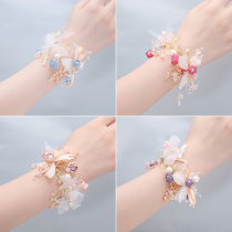 Hand flower bracelet simple advanced sense Super fairy bridesmaid group wrist flower Super fairy children Bride wedding dress simple