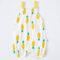 Baby jumpsuit sleeveless sling bag fart suit Summer cotton newborn princess vest female baby harem climbing suit