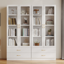 Bookcase combined floor multilayer leaning against wall anti-dust shelf Home living room glass door bookcase display case lockers