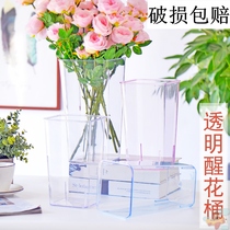 Wake Flowers Bucket Home Transparent Acrylic Woke Flowers Bucket High Face Value Brief Large Round Plastic Inserts Flowers Deep Water
