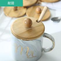 Spoon Mens Cup lid cup thickened single sale stainless steel cup accessories Tea Cup wooden round handle lid Universal