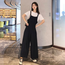 Japanese wide leg conjoined pants 2021 New set female summer thin casual loose age slim two-piece set