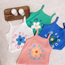 2021 summer new girls Korean version of the foreign style wear base camisole baby small daisy letter top cotton
