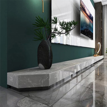 Simple light luxury hanging marble stone TV cabinet oblique floor long strip storage floor cabinet rock board custom living room