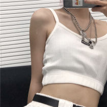2020 Summer new Korean version of ins White outside wear inboard top short slim sling vest female tide