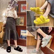 Mao Mao slippers women wear 2021 autumn new fashion Korean version of thick bottom back strap fairy wind slippers