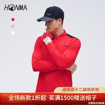 HONMA2021 new golf men long sleeve poloT shirt color design back one-piece woven