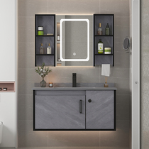 Rock board bathroom cabinet combination modern simple intelligent mirror cabinet small household face wash basin cabinet toilet sink