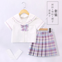 jk uniform skirt Summer school uniform short skirt Girls college style primary school pleated skirt suit Children genuine GK