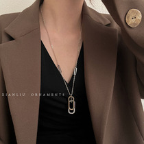 Necklace light luxury niche 2021 new female tide ins hip hop ring buckle cold wind long sweater chain sweater chain