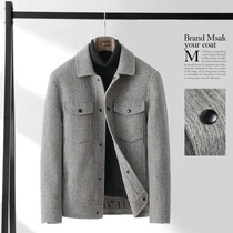 Double-sided cashmere coat mens short autumn and winter 2021 thick woolen trench coat Korean version jacket woolen coat mens