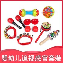 Baby newborn baby sand hammer Bell toy red sand egg Bell chase vision grasp training vision red ball