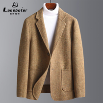 Mens casual double-sided woolen coat Korean slim coat autumn and winter new mens small suit trend