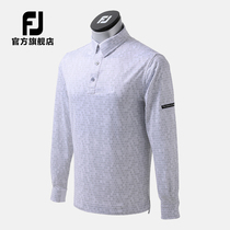 FootJoy golf Clothing 21 New Men Spring and Autumn Windproof Warm Fashion Gold Long Sleeve Polo Shirt