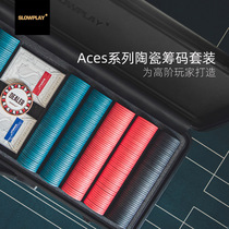 slowplay Texas Holdem Ceramics Chip Set Professional High-end No face value with digital de-flutter coins