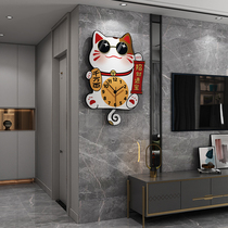 Net red cartoon clock wall clock Living room household fashion cute lucky cat clock Modern simple creative wall watch