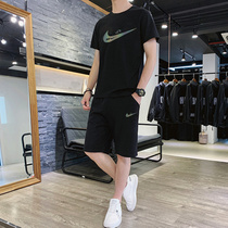 Nike pure cotton sports suit Short-sleeved t-shirt mens summer loose round neck white ice silk half sleeve womens casual shorts