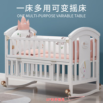 Crib solid wood stitching queen bed European multifunctional baby bb child safety bed cradle newborn movable