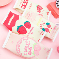 Personality creative pen bag Simple Korean high-value stationery bag Male and female students sand carving Middle school students Primary school students cute pen box College students large capacity ins funny Japanese net red snack milk box