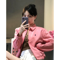 Pink polo jacket jacket women 2021 new spring and autumn wild loose casual ins tide short top