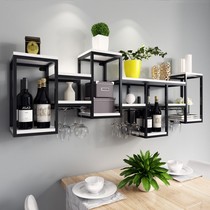 Light luxury modern Wall wine rack wine cabinet Restaurant Restaurant restaurant background decoration red wine rack wall-mounted simple storage shelf