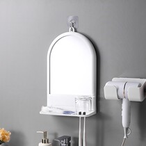 Punch-free toilet hanging wall mirror Shower Bathroom Bedroom dresser student dorm hanging mirror washing objects