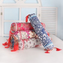 c2 Cervical Spine Pillow Candy Pillow Round Buckwheat Shell Adults Single Cotton cotton Old coarse cloth Printed Protective Neck Pillow Pillowcase Pillowcase