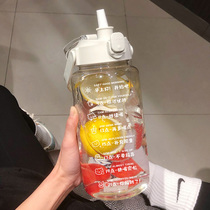 Eight glasses of water Time scale cup glass Drink water every day Target reminder Straw cup Mens and womens cups Large capacity