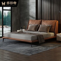 Dofench minimalist leather bed modern minimalist double bed 1 8m master bedroom size apartment light luxury Nordic leather bed