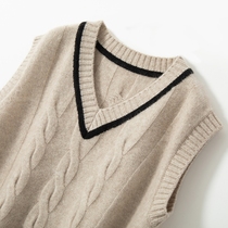 Over age age loose gown cashmere vest women 100% pure cashmere sweater sleeveless V collar shoulder thick knitted vest