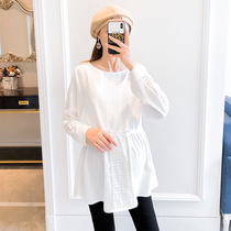 Pregnant women chiffon shirt 2022 Spring and Autumn new long sleeve Korean fashion large size loose white shirt thin shirt