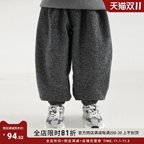 oddtails Boys Silver Fox velvet woven pants 2021 autumn and winter tie pants