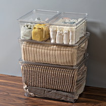 Storage box transparent plastic thick household clothes toy finishing box covered storage box sub snack storage box