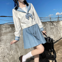 JK uniform genuine original middle suit water blue three sailor suit suit Japanese skirt full set of cute little children