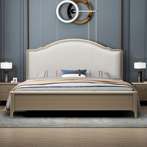 American light luxury wood Champagne 1 8 meters double master bed modern minimalist light luxury 1 35m princess bed