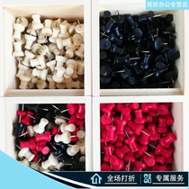 Wooden boxed 100 creative wooden colored pushpins red black I-shaped nails cork board message nail studs