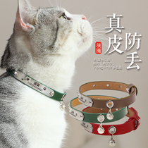 Cat brand leather collar lettering Cat anti-loss custom identity card Pet dog tag Small and medium-sized dog tag bell
