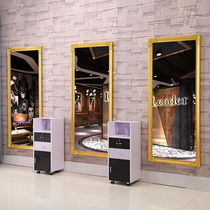 Hairdressing mirror table barber shop mirror hair salon mirror floor mirror single-sided mirror frame makeup mirror mirror fitting mirror New