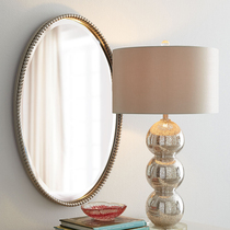 European bathroom mirror Nordic bathroom mirror vanity mirror retro Wall bedroom Oval makeup mirror decorative mirror