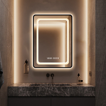 LED lamp mirror aluminum alloy frame rounded corner bathroom mirror wall-mounted intelligent luminous mirror toilet mirror living room decoration mirror