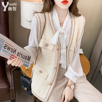 Small fragrant wind vest female spring and autumn French socialite temperament imitation mink hair cardigan medium-long horse clip jacket