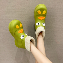 Rain boots women wear Axi Ge in winter with cute non-slip water shoes Net Red fashion plus velvet rain boots thick-soled cotton boots